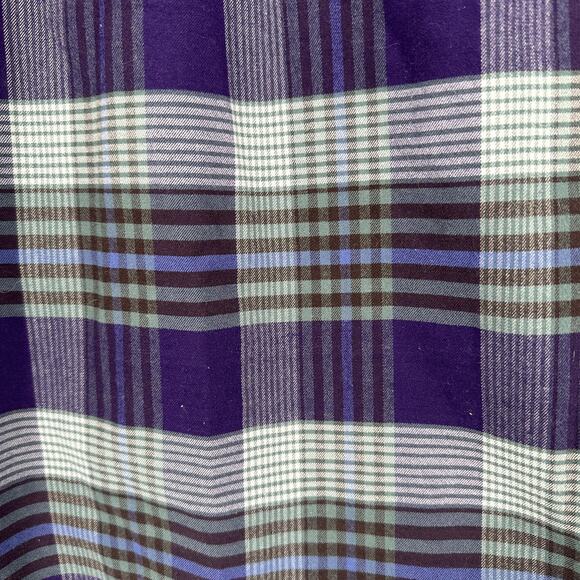 LL Bean Shirt Mens Large Purple Green Plaid Button Down Outdoors Hiking Pockets - Picture 11 of 13